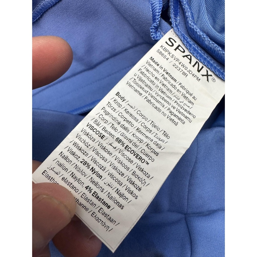 Spanx Pants Womens Large Blue Ponte Flare Leg Pull On Stretch Dress Office - Picture 3 of 9